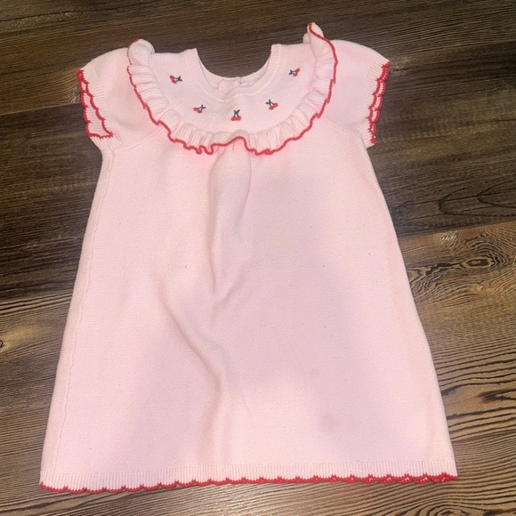 Janie and Jack Cherry Embroidered Pink Dress - Picture 1 of 3